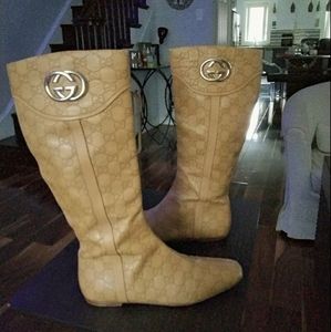 GUCCI TAN WHISKEY GUCCISSIMA LEATHER "BRITT" BOOTS